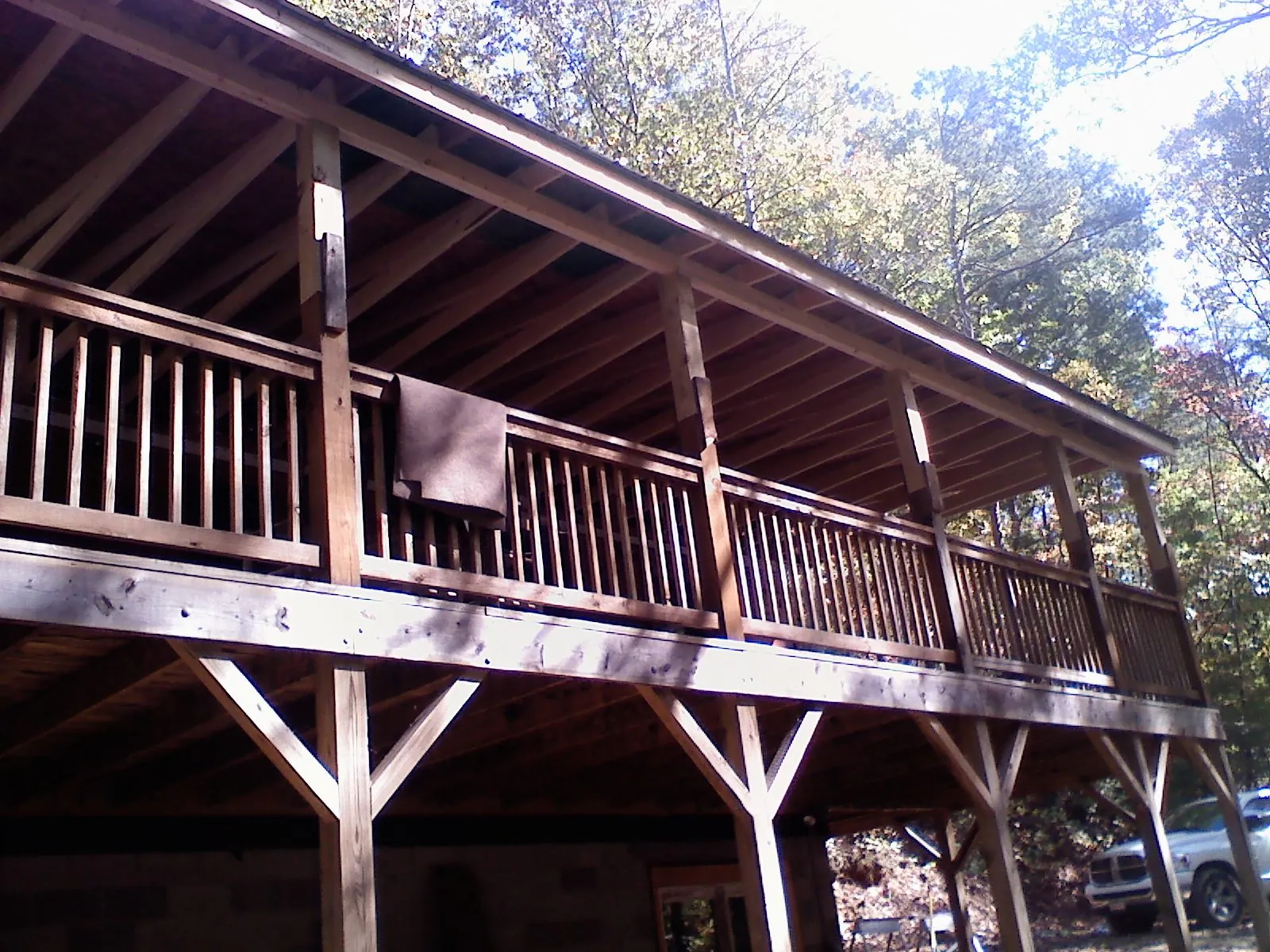 Timber framing under a new elevated porch and deck — Roof Leak Repair in Newnan by Roofing Brothers